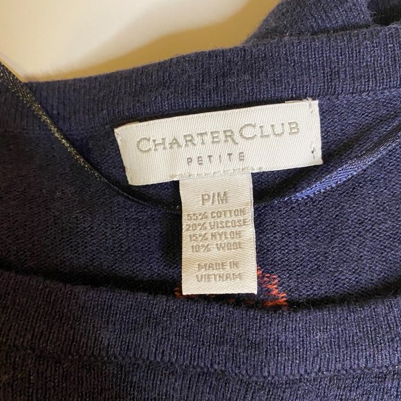 Never Worn, Navy Charter Club Sweater- Petite Medium - Picture 2 of 6